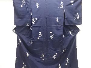 大正ロマン　草花模様織り出しお召着物